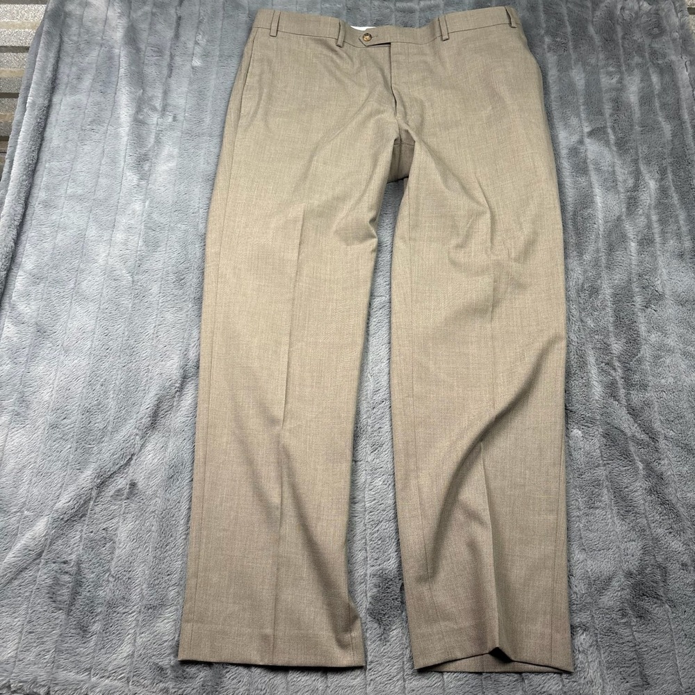 Ralph Lauren Mens Tan Flat Front Stretch Dress Pants Trousers 39x31.5